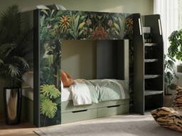 Flair Lorith Jungle Bunk Bed with Drawers in Dark Green - Size: Single - thumbnail 2