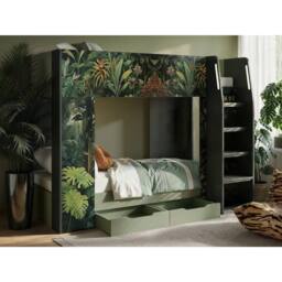 Flair Lorith Jungle Bunk Bed with Drawers in Dark Green - Size: Single