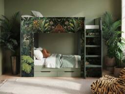 Flair Lorith Jungle Bunk Bed with Drawers in Dark Green - Size: Single - thumbnail 3