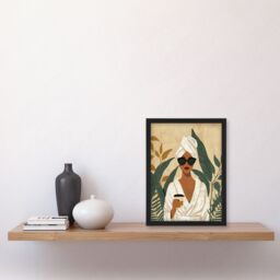 Artery8 Wall Art Print Plant & Coffee Lover Self Care Spa Day Art Framed Poster in Black - Size: A4 - thumbnail 4