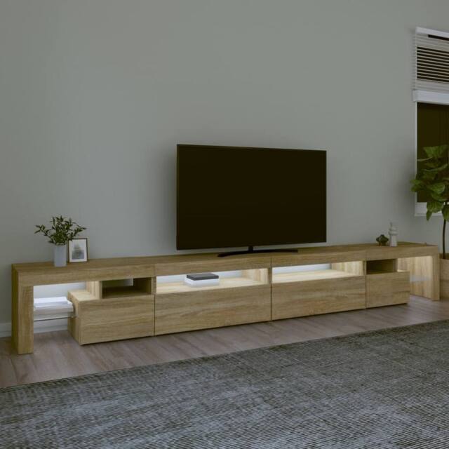 Berkfield Home TV Cabinet with LED Lights Sonoma Oak 290x36.5x40 cm in Brown - image 1