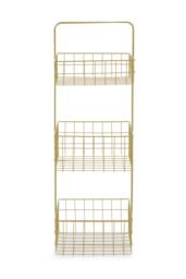 Orsina Modern Design 3 Tier Black Storage Caddy With Handles, Wire Shower Caddy, Organiser Shelf For Laundry in Gold