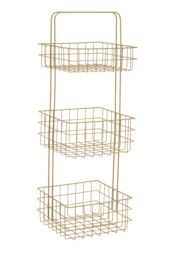 Orsina Modern Design 3 Tier Black Storage Caddy With Handles, Wire Shower Caddy, Organiser Shelf For Laundry in Gold - thumbnail 2