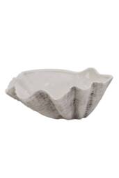 KDMD Large Ceramic Adele Shell Bowl - Coastal Decor & Versatile Use in White