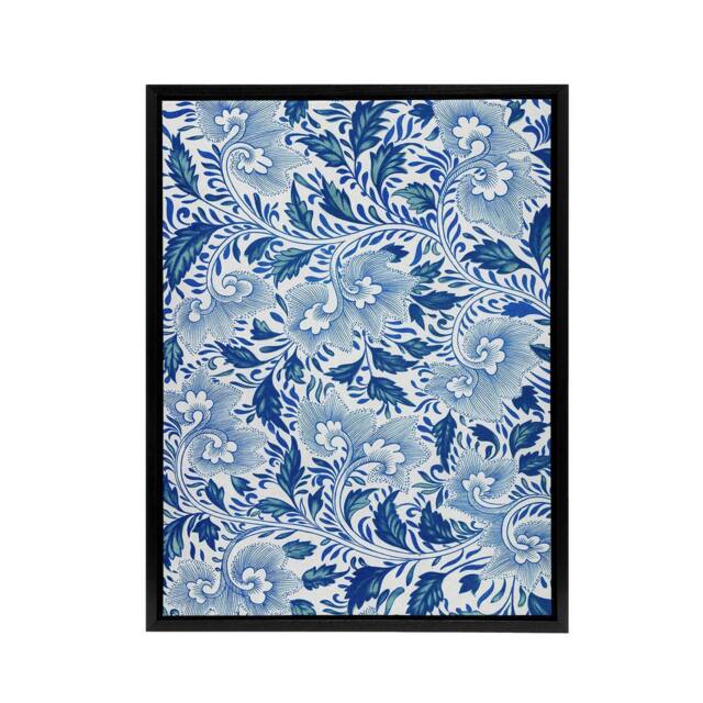"Artery8 Owen Jones Elegant Ornamental Flower Pattern Framed Canvas Art Print in Blue - Size: W12"" x H16""" - image 1