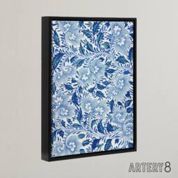 "Artery8 Owen Jones Elegant Ornamental Flower Pattern Framed Canvas Art Print in Blue - Size: W12"" x H16""" - thumbnail 2