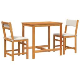 Berkfield Home Beautiful 3 Piece Balcony Set with Cushions Solid Wood Acacia in Brown - thumbnail 3