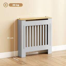 HOMCOM Radiator Cover Wooden Cabinet Vertical Slatted Vent MDF Grey Home - Size: Medium - thumbnail 3