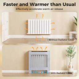 HOMCOM Radiator Cover Wooden Cabinet Vertical Slatted Vent MDF Grey Home - Size: Medium - thumbnail 4
