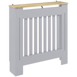HOMCOM Radiator Cover Wooden Cabinet Vertical Slatted Vent MDF Grey Home - Size: Medium - thumbnail 2