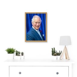 Artery8 King Charles III Third of England Scotland United Kingdom Glasgow Photo Artwork Framed Wall Art Print A4 in Light Oak - thumbnail 2