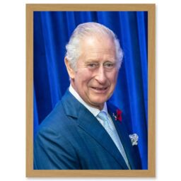 Artery8 King Charles III Third of England Scotland United Kingdom Glasgow Photo Artwork Framed Wall Art Print A4 in Light Oak - thumbnail 1