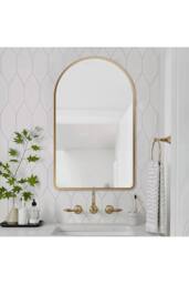 Living and Home Modern Arched Wall Mirror with Aluminum Alloy Frame, 40cm W x 60cm H in Gold - Size: 40 cm W x 60 cm H - thumbnail 3