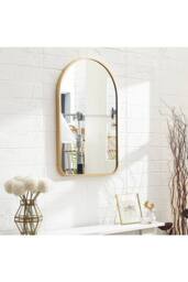 Living and Home Modern Arched Wall Mirror with Aluminum Alloy Frame, 40cm W x 60cm H in Gold - Size: 40 cm W x 60 cm H
