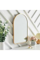 Living and Home Modern Arched Wall Mirror with Aluminum Alloy Frame, 40cm W x 60cm H in Gold - Size: 40 cm W x 60 cm H - thumbnail 2