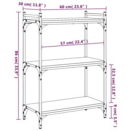 Berkfield Home Decorative Bookcase 3-Tier Black 60x30x86 cm Engineered Wood - Size: 60 x 30 x 86 cm - thumbnail 9