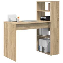 Berkfield Home Modern Desk with Storage Sonoma Oak 113x54x120 cm Engineered Wood in Beige - Size: 113 x 54 x 120 cm