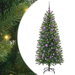 Berkfield Home Elegant Artificial Christmas Tree with 150 LEDs Green 150 cm PE a - thumbnail 3