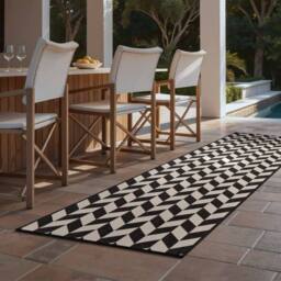 Ted Baker Terrick Reversible Indoor Outdoor Rug Chevron Design in Black - Size: 200 cm x 300 cm - thumbnail 5