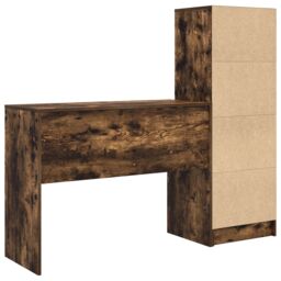 Berkfield Home Desk with Storage Smoked Oak Engineered Wood in Brown - thumbnail 8