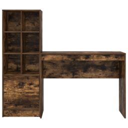 Berkfield Home Desk with Storage Smoked Oak Engineered Wood in Brown - thumbnail 7