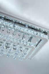 Living and Home Modern Crystal LED Flush Mount Ceiling Light in Silver - thumbnail 4