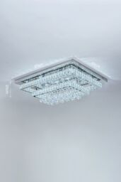 Living and Home Modern Crystal LED Flush Mount Ceiling Light in Silver - thumbnail 3