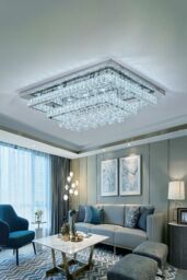 Living and Home Modern Crystal LED Flush Mount Ceiling Light in Silver - thumbnail 6