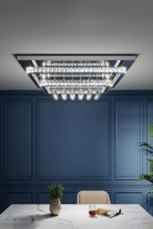 Living and Home Modern Crystal LED Flush Mount Ceiling Light in Silver - thumbnail 1