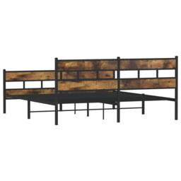 Berkfield Home Metal Bed Frame without Mattress Smoked Oak 200x200 cm in Brown - thumbnail 6