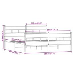 Berkfield Home Metal Bed Frame without Mattress Smoked Oak 200x200 cm in Brown - thumbnail 9