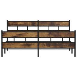 Berkfield Home Metal Bed Frame without Mattress Smoked Oak 200x200 cm in Brown - thumbnail 4