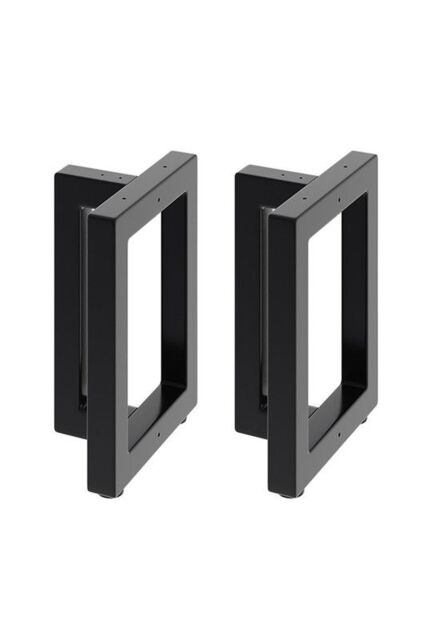 2Pcs 30x24x40cm T-Frame Metal Table Legs with Triple Support Posts & Floor Protectors in Black - Size: 30 x 24 x 40 cm