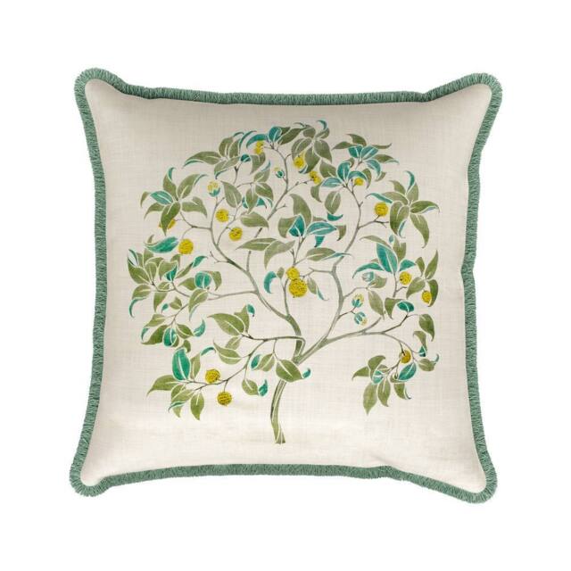 V&A 'The Ornamental Tree' Cotton Cushion in Green - Size: 45 cm x 45 cm - image 1