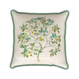 V&A 'The Ornamental Tree' Cotton Cushion in Green - Size: 45 cm x 45 cm - thumbnail 1