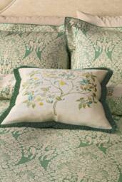 V&A 'The Ornamental Tree' Cotton Cushion in Green - Size: 45 cm x 45 cm - thumbnail 2