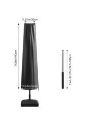 Living and Home Outdoor Waterproof Garden Parasol Cover for Centre-Pole Umbrella in Black - thumbnail 8