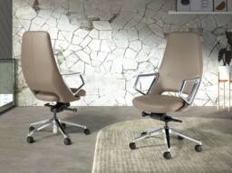 Angel Cerda Leatherette Swivel Office Chair with Chrome Base in Grey - thumbnail 3
