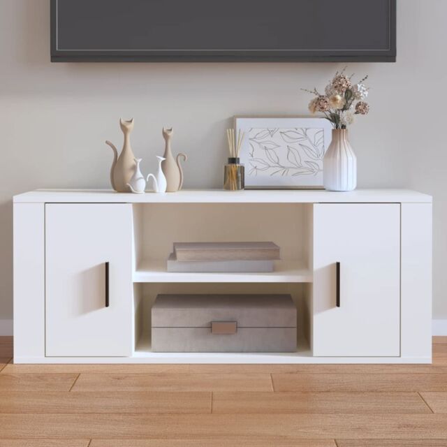 Berkfield Home TV Cabinet White 100x35x40 cm Engineered Wood - Size: 100 x 35 x 40 cm - image 1