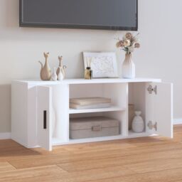 Berkfield Home TV Cabinet White 100x35x40 cm Engineered Wood - Size: 100 x 35 x 40 cm - thumbnail 3
