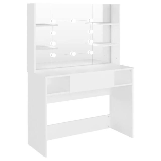 Berkfield Home Makeup Table with LED Lights 100x40x135 cm MDF White - Size: 100 x 40 x 135 cm - image 1