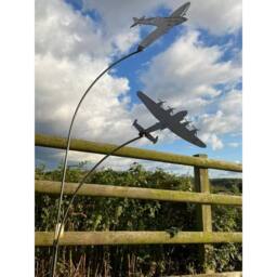 Poppyforge Spitfire & Lancaster Garden Art - Bare Metal/Ready to Rust W37xH133 cm in Black