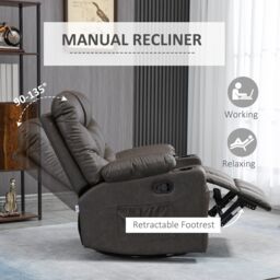 HOMCOM Manual Recliner Chair with Footrest, Cup Holder, Swivel Base in Brown - thumbnail 4