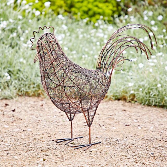Paper High Metal Hen Garden Decoration in Brown - image 1