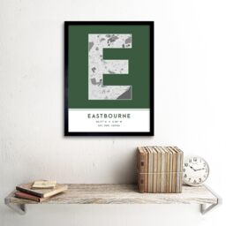 "Wee Blue Coo Wall Art Print Eastbourne England United Kingdom City Map Modern Typography Stylish Letter Framed Word in Green - Size: W12"" x H16""" - thumbnail 2