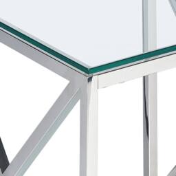 Wyld and Coco Glam Glass Side Table Stainless Steel Frame 45 x 45 cm in Silver - thumbnail 5