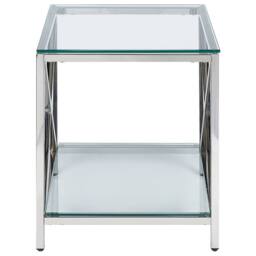 Wyld and Coco Glam Glass Side Table Stainless Steel Frame 45 x 45 cm in Silver - thumbnail 4