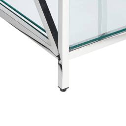Wyld and Coco Glam Glass Side Table Stainless Steel Frame 45 x 45 cm in Silver - thumbnail 6
