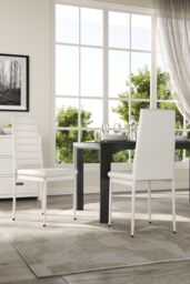 Living and Home 2pcs Armless High Back PU Leather Dining Chairs in White - thumbnail 3