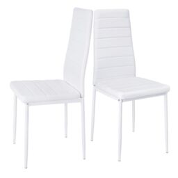 Living and Home 2pcs Armless High Back PU Leather Dining Chairs in White - thumbnail 9